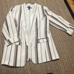 Apt. 9 Cream Pink And Black Striped Blazer